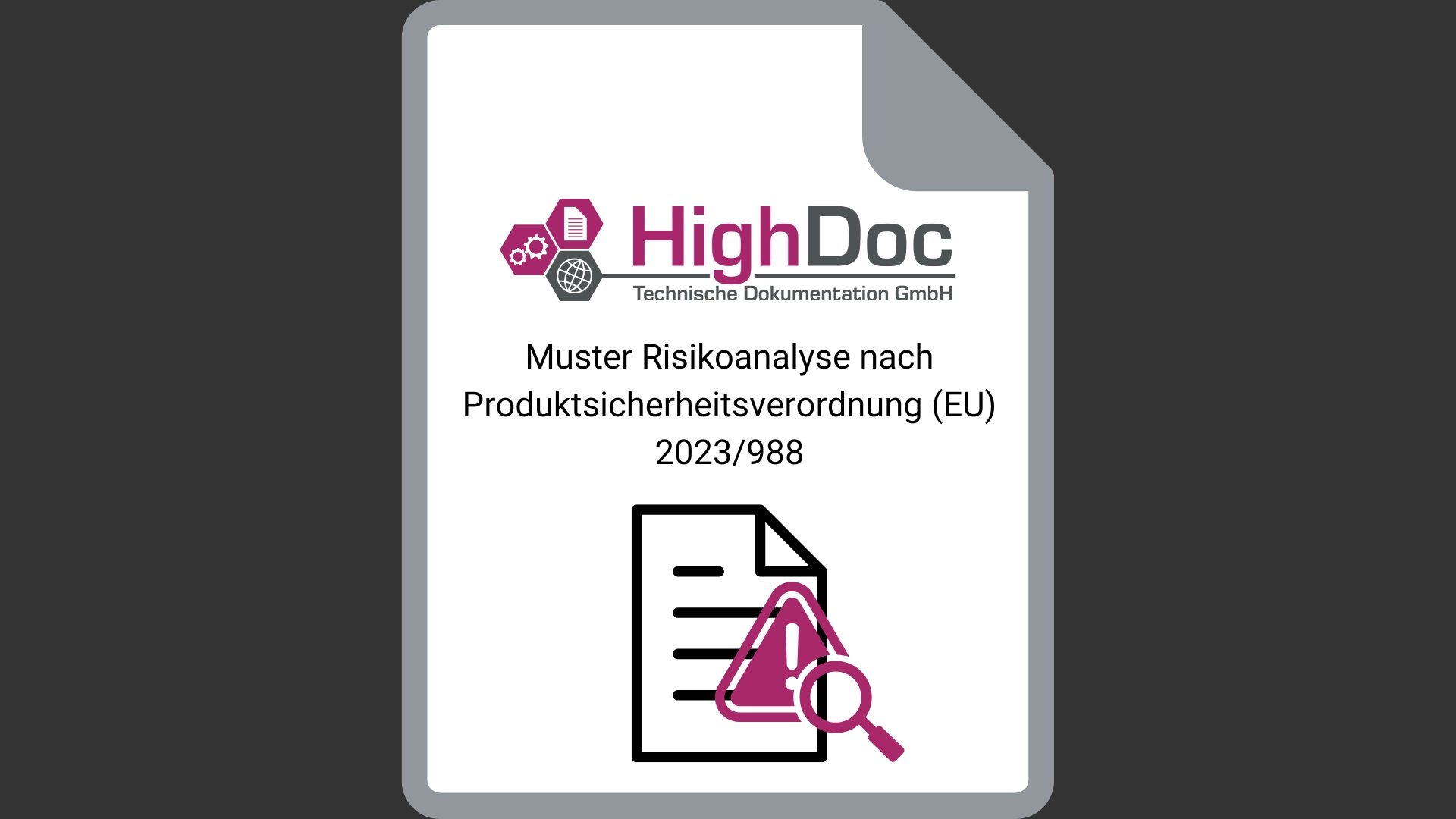 Produktsicherheitsverordnung (EU) 2023/988 Vorlage Risikoanalyse HighDoc
